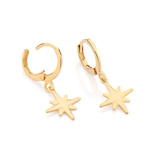 BRINCO ARGOLA COM ESTRELA BANHADO A OURO 18K