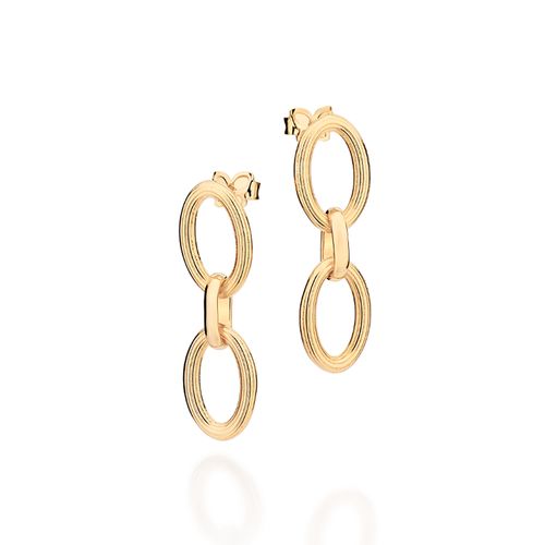 BRINCO PÊNDULO OVAL BANHADO A OURO 18K