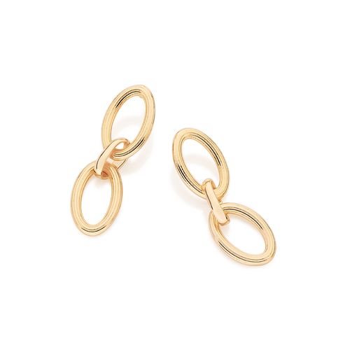 BRINCO PÊNDULO OVAL BANHADO A OURO 18K