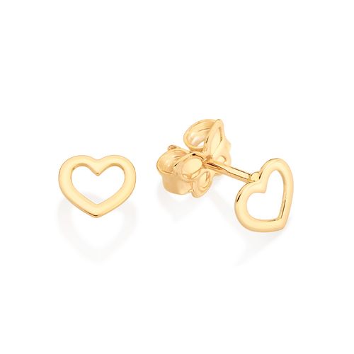 BRINCO SEGUNDO FURO CORAÇÃO BANHADO A OURO 18K