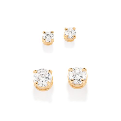 KIT BRINCO BANHADO A OURO 18K COM ZIRCÔNIAS