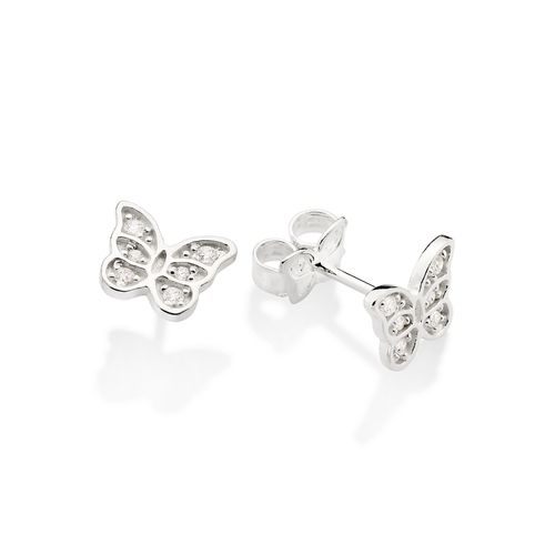 BRINCO BORBOLETA DE PRATA 925 COM ZIRCÔNIAS