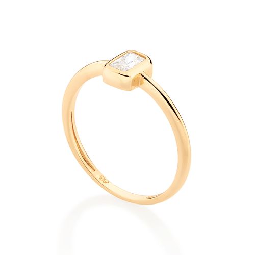 ANEL SOLITÁRIO BANHADO A OURO 18K COM ZIRCÔNIA