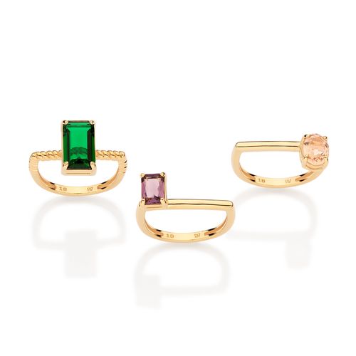 MAXI ANEL MULTI FORMAS BANHADO A OURO 18K COM CRISTAIS