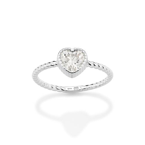 ANEL SOLITÁRIO COM ZIRCÔNIA DE PRATA MACIÇA 925