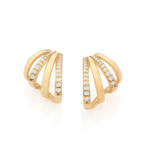 BRINCO CURVADO COM ZIRCÔNIAS BANHADO A OURO 18K