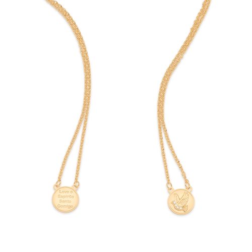 ESCAPULÁRIO ESPÍRITO SANTO BANHADO A OURO 18K