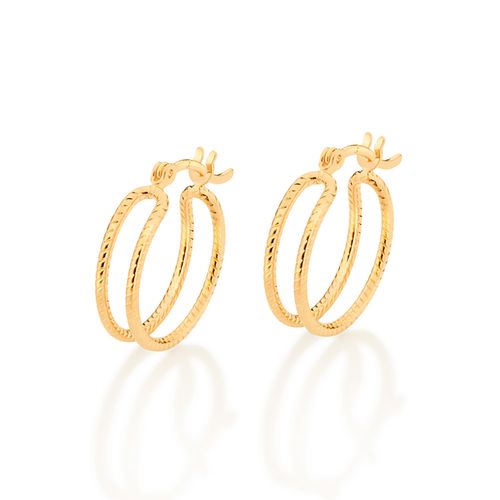 BRINCO ARGOLA DUPLA BANHADA A OURO 18K