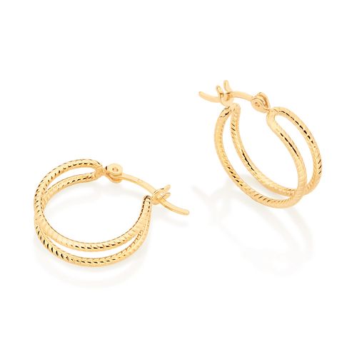 BRINCO ARGOLA DUPLA BANHADA A OURO 18K