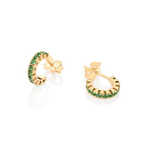 BRINCO MEIA ARGOLA BANHADO A OURO 18K COM ZIRCÔNIAS