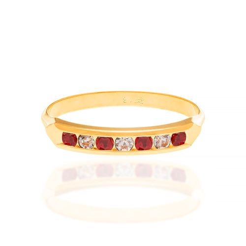 MEIA ALIANÇA BANHADA A OURO 18K COM CRISTAIS