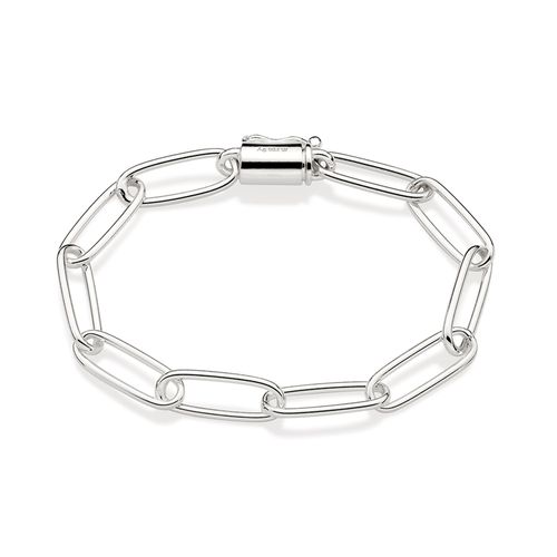 PULSEIRA ELO OVAL LONGO DE PRATA 925