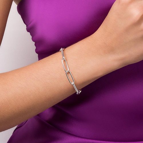 PULSEIRA ELO OVAL LONGO DE PRATA 925