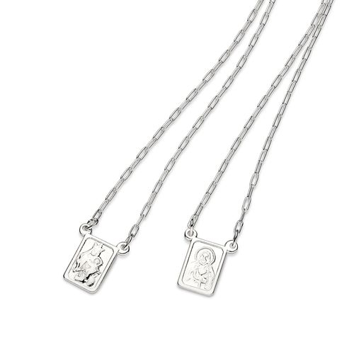 ESCAPULÁRIO DE PRATA 925 N.S DO CARMO E SAGRADO CORAÇÃO DE JESUS