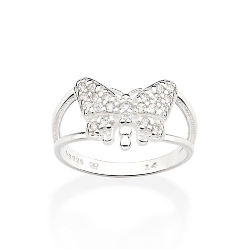 ANEL DE PRATA 925 BORBOLETA COM ZIRCÔNIAS