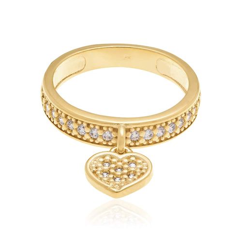 MEIA ALIANÇA BANHADA A OURO 18K COM ZIRCÔNIA