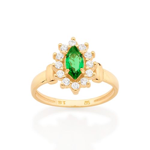 ANEL FORMATURA BANHADO A OURO 18K COM ZIRCÔNIAS E CRISTAL