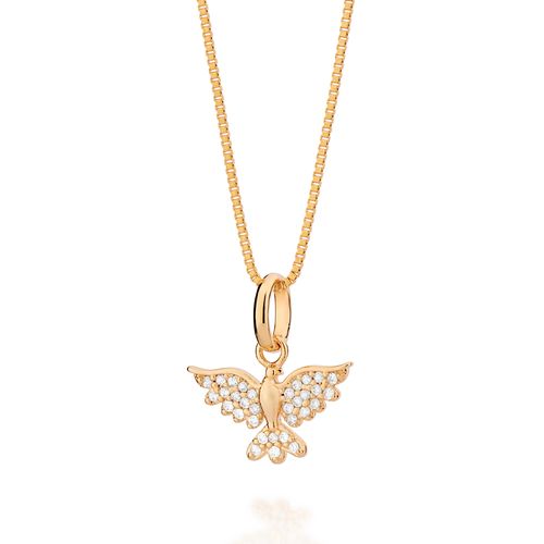 PINGENTE ESPÍRITO SANTO BANHADO A OURO 18 K COM ZIRCÔNIAS