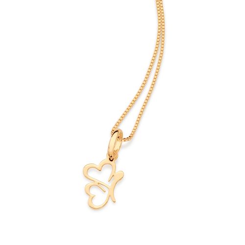 PINGENTE BORBOLETA CORAÇÕES BANHADO A OURO 18K