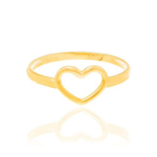 ANEL SKINNY COM CORAÇÃO VAZADO BANHADO A OURO 18K