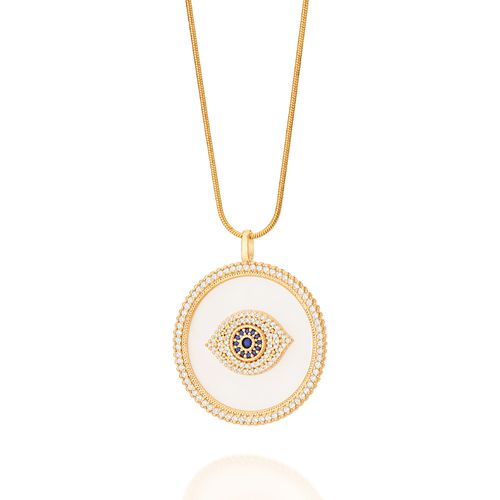PINGENTE OLHO GREGO BANHADO A OURO 18K