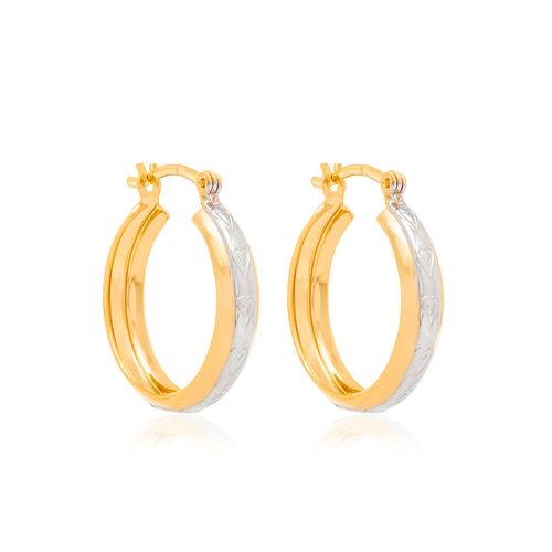 BRINCO ARGOLA BANHADO A OURO 18K COM APLICAÇÃO DE RHODIUM