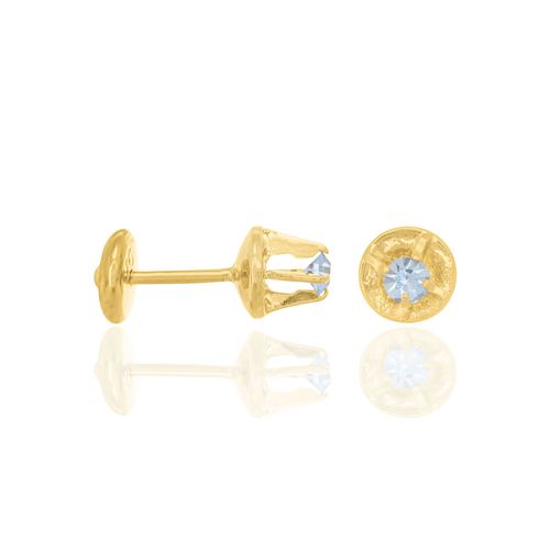 BRINCO INFANTIL SOLITÁRIO BANHADO A OURO 18K COM CRISTAIS