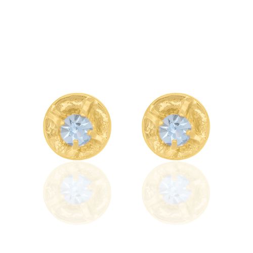 BRINCO INFANTIL SOLITÁRIO BANHADO A OURO 18K COM CRISTAIS