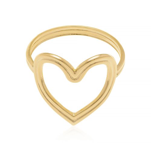 ANEL COM CORAÇÃO VAZADO BANHADO A OURO 18K