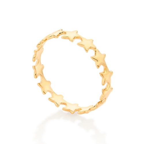 ANEL SKINNY ESTRELAS BANHADO A OURO 18K