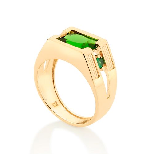 ANEL MASCULINO BANHADO A OURO 18K COM CRISTAIS