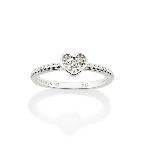 ANEL SKINNY CORAÇÃO DE PRATA 925 COM ZIRCÔNIAS