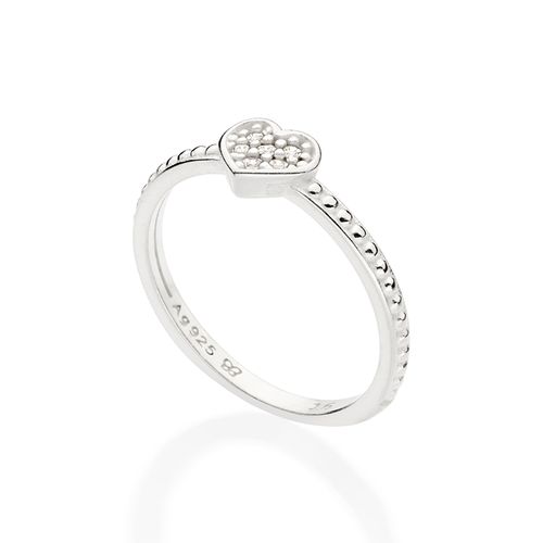 ANEL SKINNY CORAÇÃO DE PRATA 925 COM ZIRCÔNIAS
