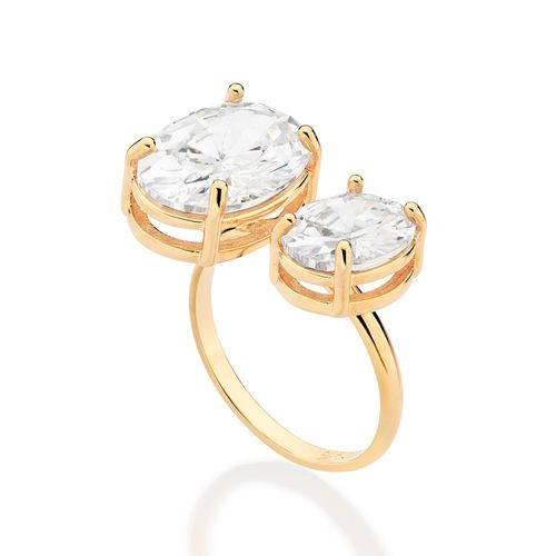 MAXI ANEL AJUSTÁVEL BANHADO A OURO 18K COM ZIRCÔNIAS
