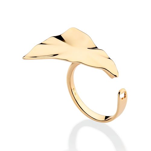 MAXI ANEL AJUSTÁVEL TRIANGULAR COM TEXTURA ONDULADA BANHADO A OURO 18K