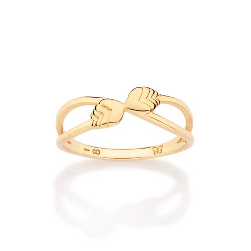 ANEL CORAÇÕES BANHADO A OURO 18K