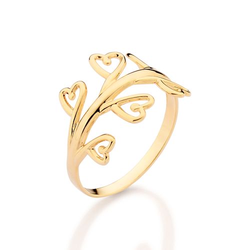 ANEL SKINNY CORAÇÕES BANHADO A OURO 18K