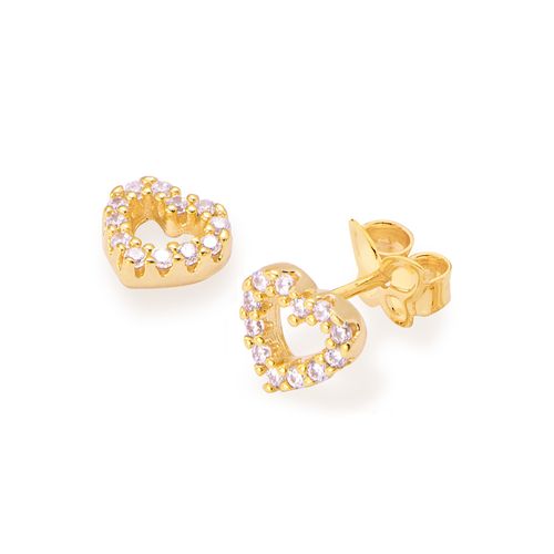 BRINCO CORAÇÃO BANHADO A OURO 18K COM ZIRCÔNIAS