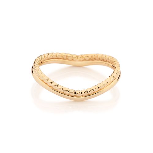 ANEL ARO DUPLO ONDULADO E TORCIDO BANHADO A OURO 18K