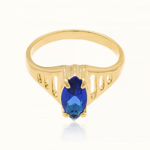 ANEL SOLITÁRIO BANHADO A OURO 18K COM ZIRCÔNIA