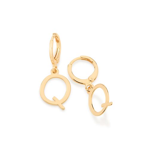 BRINCO ARGOLA COM LETRAS BANHADO A OURO 18K-LETRA Q