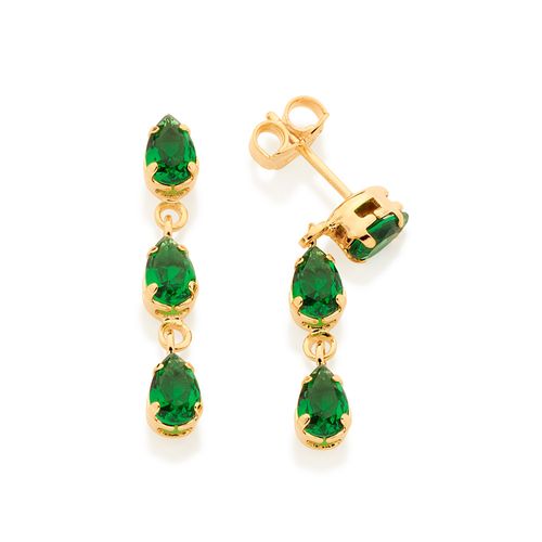 BRINCO COM CRISTAIS GOTAS BANHADO A OURO 18K