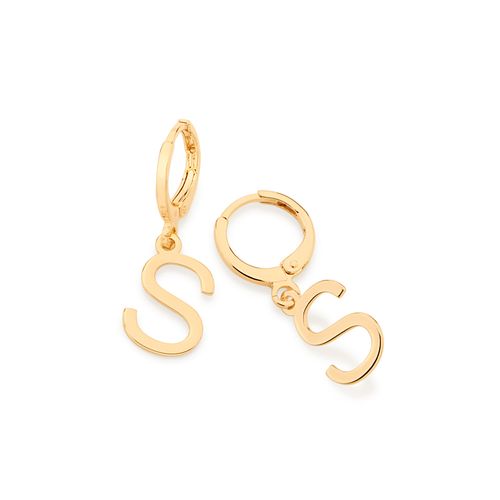 BRINCO ARGOLA COM LETRAS BANHADO A OURO 18K-LETRA S