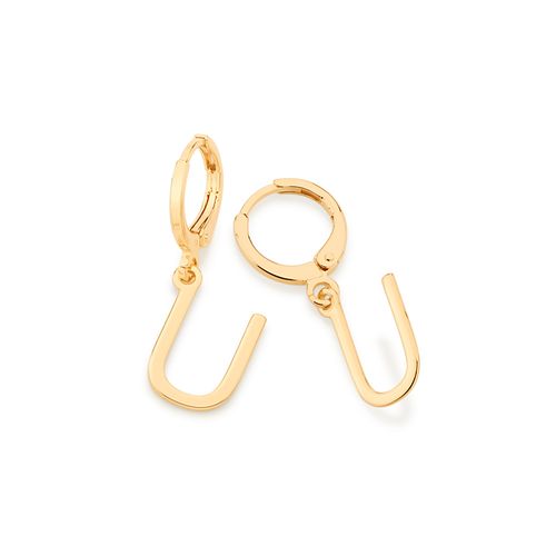 BRINCO ARGOLA COM LETRAS BANHADO A OURO 18K-LETRA U