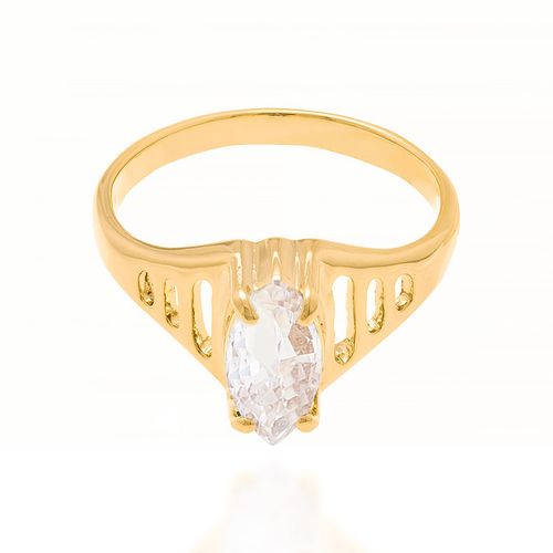 ANEL SOLITÁRIO BANHADO A OURO 18K COM ZIRCÔNIA