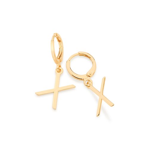 BRINCO ARGOLA COM LETRAS BANHADO A OURO 18K-LETRA X
