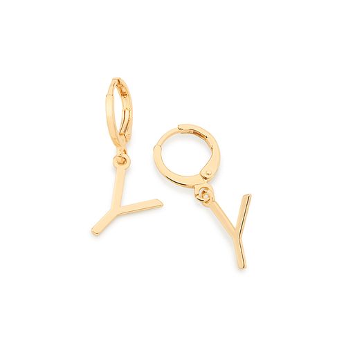 BRINCO ARGOLA COM LETRAS BANHADO A OURO 18K-LETRA Y