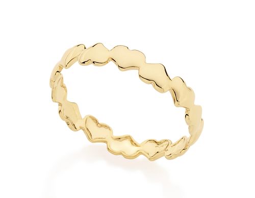 ANEL BANHADO A OURO 18K COM ARO NO FORMATO DE CORAÇÕES