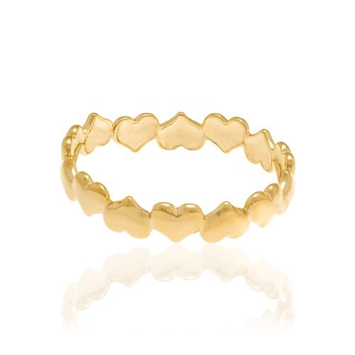 ANEL BANHADO A OURO 18K COM ARO NO FORMATO DE CORAÇÕES