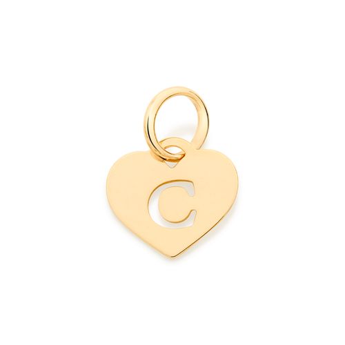 PINGENTE CORAÇÃO COM LETRA BANHADO A OURO 18K-LETRA C